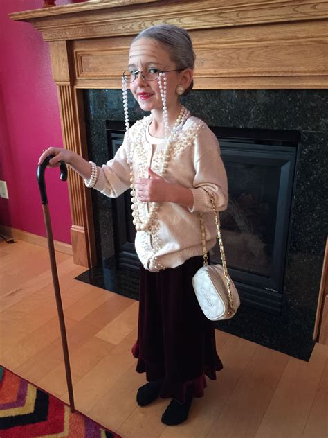 100th Day of School! Old lady makeup, peals, glasses, walking cane ...