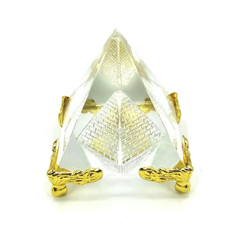 Crystal Glass Pyramid with Stand for Positive Vibrations, Prosperity ...