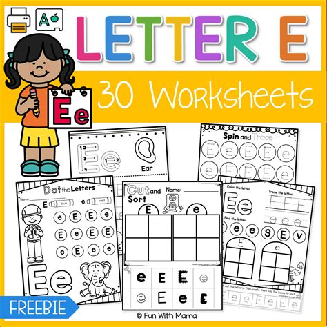 Coloring Letter E Worksheets