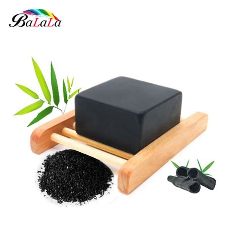 black bamboo charcoal handmade soap mold remove blackhead acne shaving ...