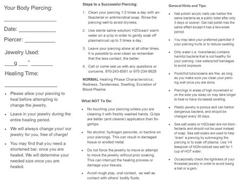 Body Piercing Aftercare Instructions at Susan Keefe blog