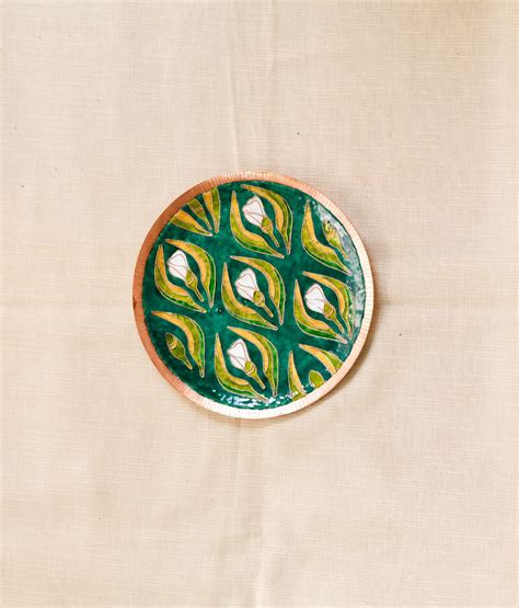 Ekibeki Handcrafted Gardens of Vishwakarma Copper Enamel Wall Plate ...