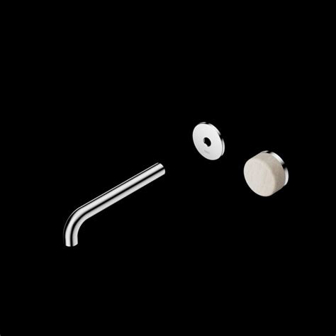 Nero Serenity Progressive Wall Basin Mixer Spout With Rome Travertine