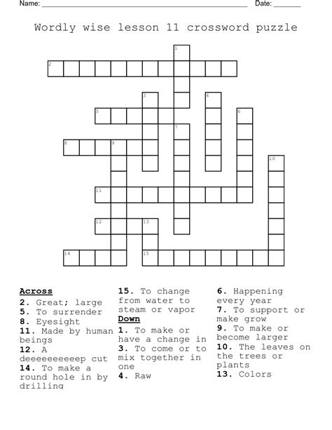 Wordly wise lesson 11 crossword puzzle - WordMint