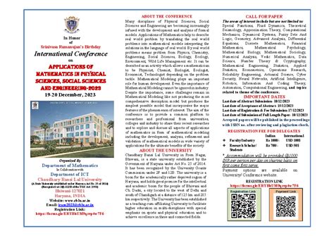 NMD-2023 Brochure - In Honor of Srinivasa Ramanujan’s Birthday ...
