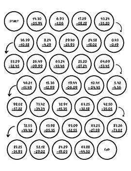 Decimal Dash- Subtracting Decimals by Cara Hunt | TPT
