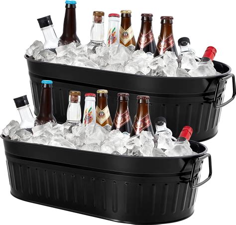 Amazon.com: 4 Pcs 4 Gallon Galvanized Metal Ice Buckets Beverage Tubs ...