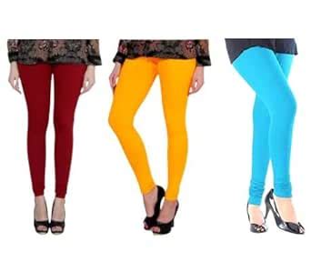 Buy Women's Cotton Solid Slim Fit Full Length Leggings (Combo Pack of 3 ...
