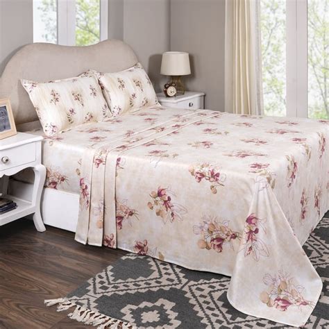 Buy MASPAR Sensory Bloom Cotton 300TC Floral Print 3Pcs King Bedsheet ...