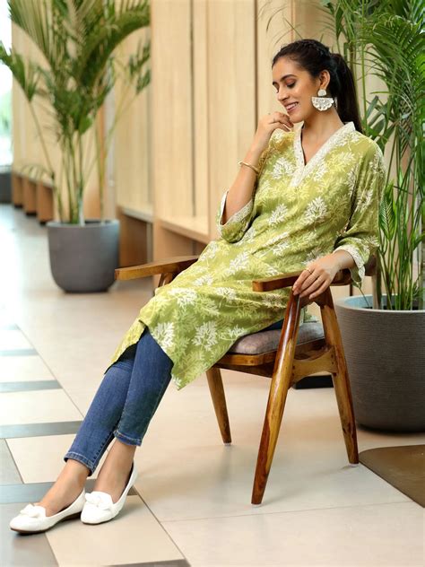 Buy Women's Green Kurtis Online In India Only on Libas.
