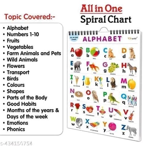 16 in 1 All in One Chart for Kids, Alphabet, Numbers, Colors, Shapes ...