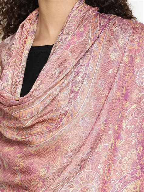 Buy Kashmiri Inspired Wool-Blend Coral Red Scarf – Lightweight Wrap for ...