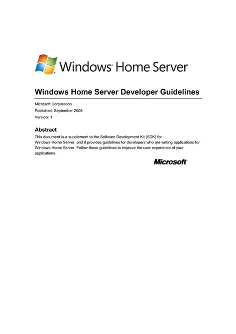 WHS Developer Guidelines Published