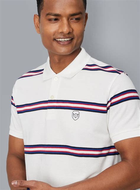 Buy Men Striped Slim Fit Polo T-shirt Online at just Rs. 699.0 ...