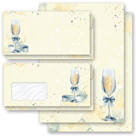 Briefpapier Sets Besondere Anlässe SEKTEMPFANG Einladung Sets online