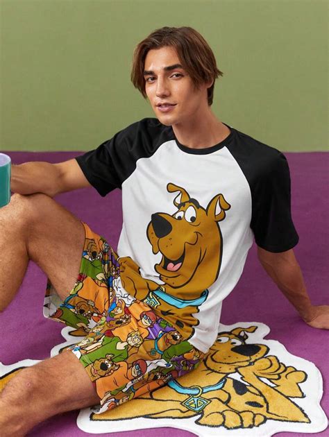 SCOOBY-DOO X SHEIN Men's Casual Knit Cartoon Dog Head Printed Contrast ...