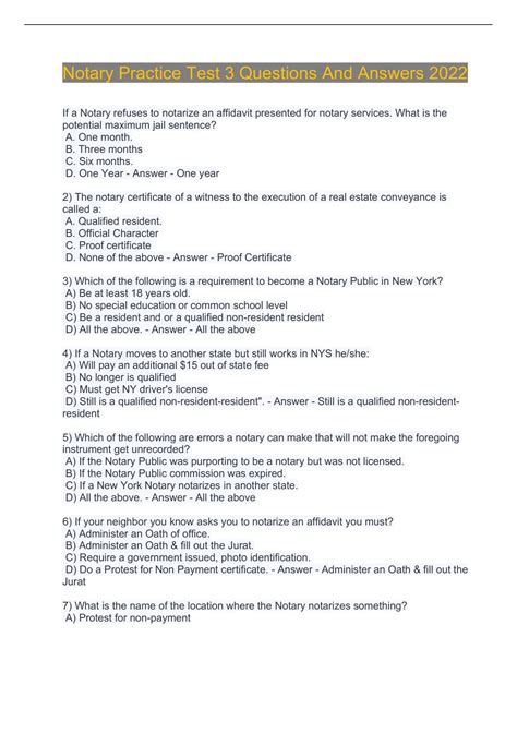 Image result for Notary Test Examples