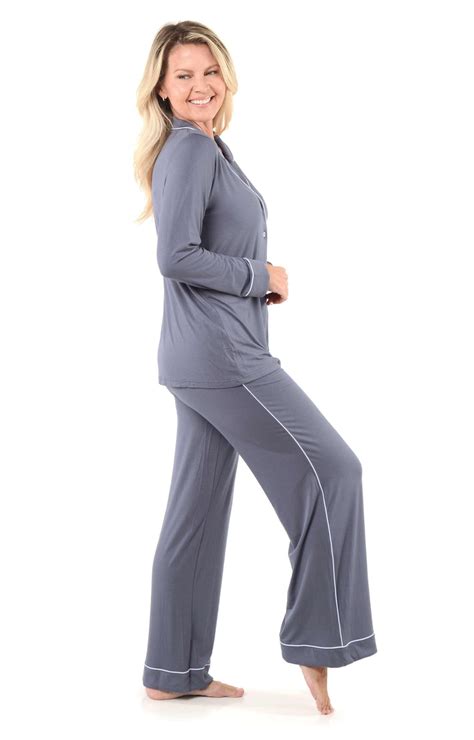 Bamboo Pajama Long Sets for Women with A-line Top & Flowing Drawstring ...