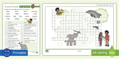 Grade 3 Phonics Crossword Puzzle -ph-, -gh- (teacher made)