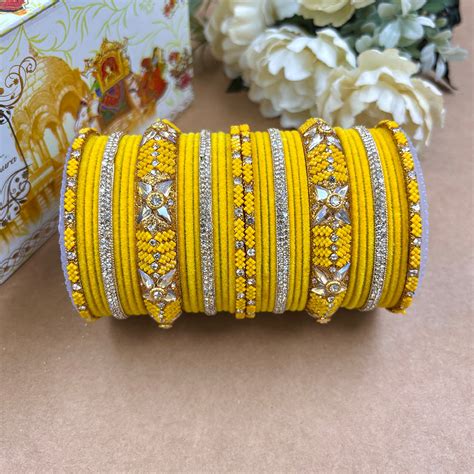 Wedding Chuda Gold Plated Austrian Stone Velvet Bridal Bangles Set ...