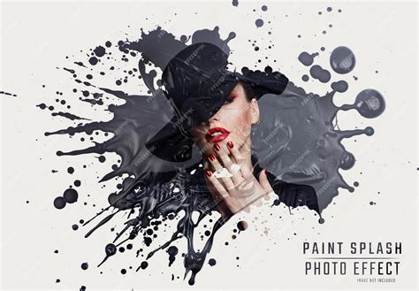 Premium PSD | Photo effect with dispersion paint splash mockup