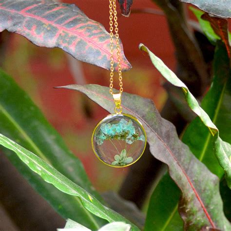 Teal Escapade Real Dried Flower Necklace Set – Ocean Elegance