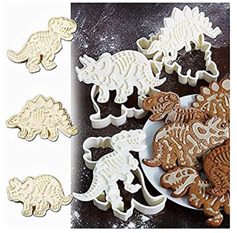Buy CONNECTWIDE Dinosaur Fossil Cookie Making Molds/Stamps - Set of 3 ...