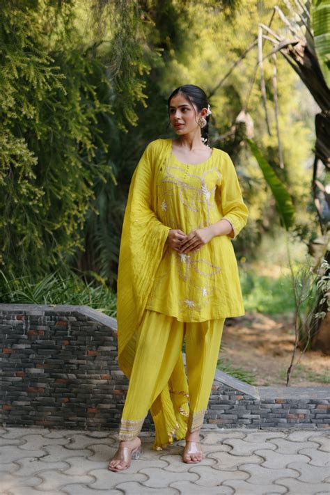 Lime Yellow Embroidered Set – NAZAR