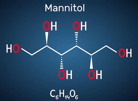 Mannitol sugar alcohol a sorbitol isomer molecule dark blue background ...