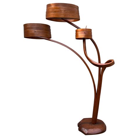 Three tear Floor Lamp No 3 - Bend wood Floor Lamp For Sale at 1stDibs