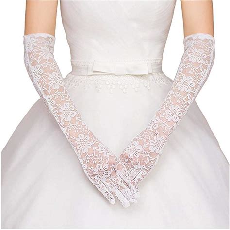 GownLink Christian Wedding Bridal Women Gloves Finger Long Net White ...