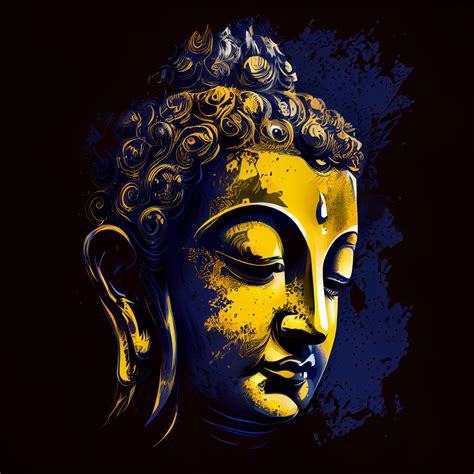 Enlightened Expression: Contemporary Airbrushed Print of Lord Buddha's