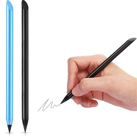 2 Pieces Metal Inkless Pen and Erasable Pencil - Metallic Aluminum ...