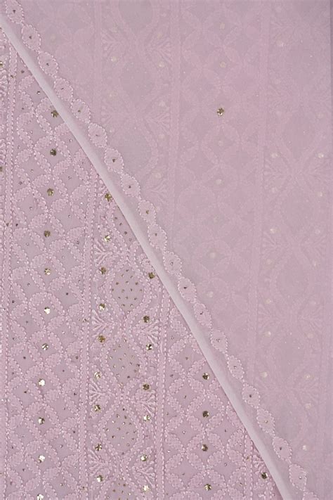 Rosy Pink Pure Georgette Chikankari Unstitched Kurta Piece