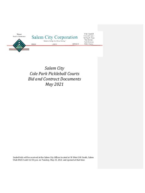 Fillable Online Request for Sealed Bids - Lawrence Pickleball Fax Email ...