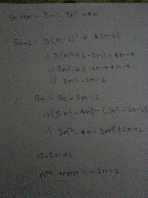 The sum of the first n terms of an ap is 3n square +4n..Find the nth ...