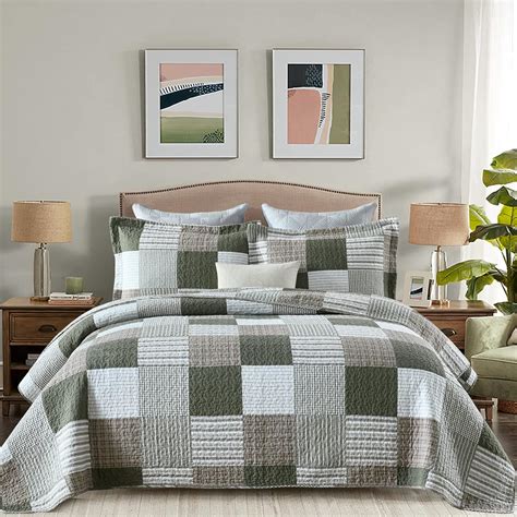 Amazon.com: Y-PLWOMEN Quilt Set Queen Size, 100% Cotton Queen Quilt ...