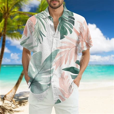 CHCNHAC Vacation Shirts for Men Summer Short Sleeve Button Down Floral ...