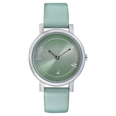 Buy Online Fastrack Sunburn Quartz Analog Green Dial Leather Strap ...