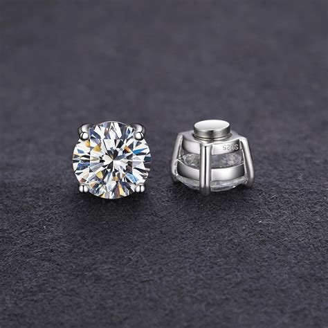 MOISSANITE DIAMOND MAGNETIC EARRINGS IN STERLING SILVER - IVORY & EBONY