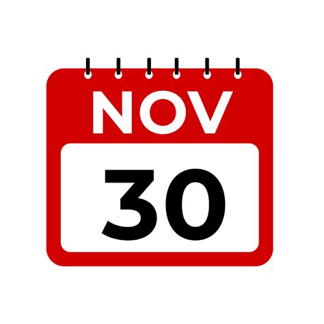 November 30 calendar reminder. 30 November daily calendar icon template ...