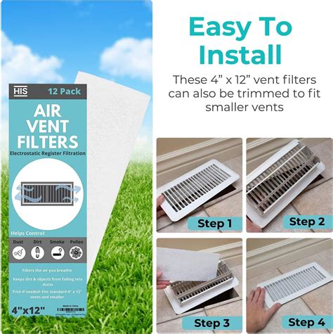 Buy Air Vent Filters 1 Pack of 12 - 4 x 12” – Register Vent Filters ...