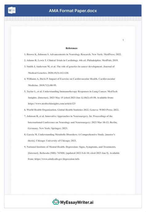 Image result for AMA Style Citation Example