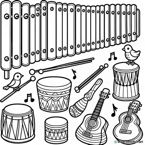 Music instruments coloring page for kindergarten Download or Print for free