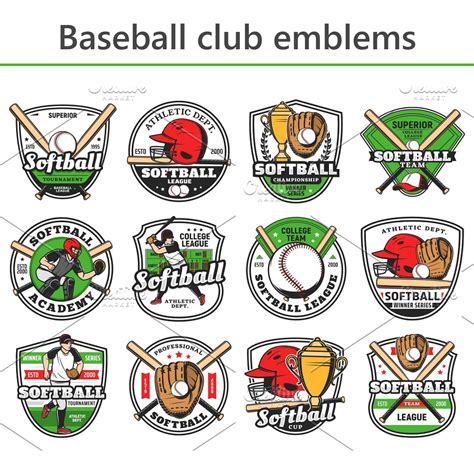 Softball, Baseball Club Emblems – MasterBundles