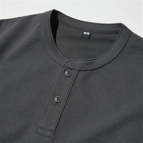 Men's WAFFLE HENLEY T-SHIRT | UNIQLO CA