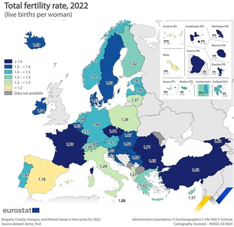 Total Fertility rate of European countries: : r/MapPorn