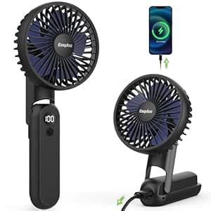 EasyAcc LED 2600Mah Hand Fan Black Cover + Blue Blades : Amazon.in ...
