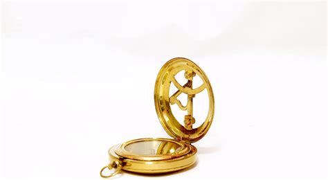 Buy Nautical Brass Sundial Compass Handmade Push Button Working Pocket ...