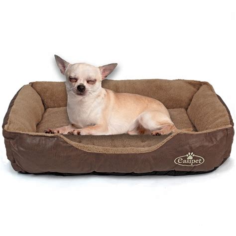 Easipet Dog Pet Bed Small-XXLarge Faux Leather Fleece in Brown